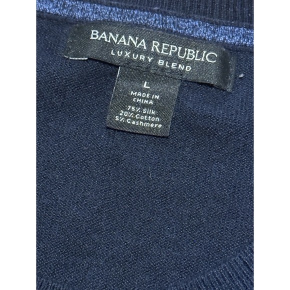Banana Republic Sweater Mens Large Blue Luxury Blend Silk Cashmere Crew Neck - Picture 4 of 6